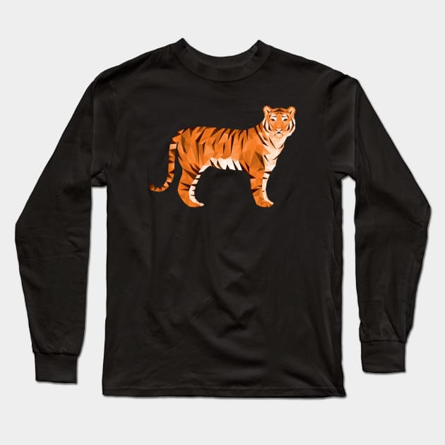 Geometric Low Poly Tiger Long Sleeve T-Shirt by TigerTom